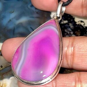 Pink Botswana Agate Pendant 2”